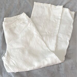 Eileen Fisher white wide leg linen pants